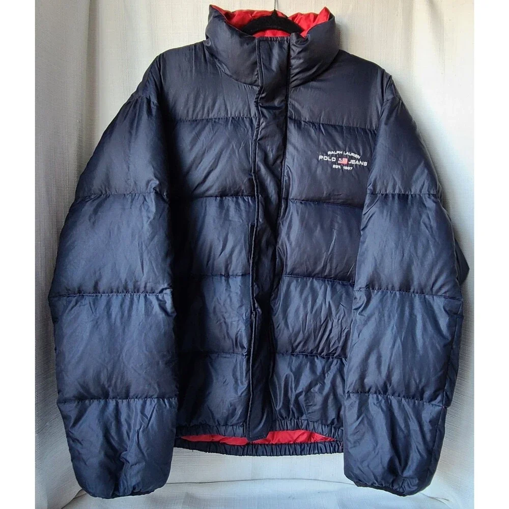 Polo Jeans Ralph Lauren Down Puffer Jacket Men's L Navy Blue  Down Coat